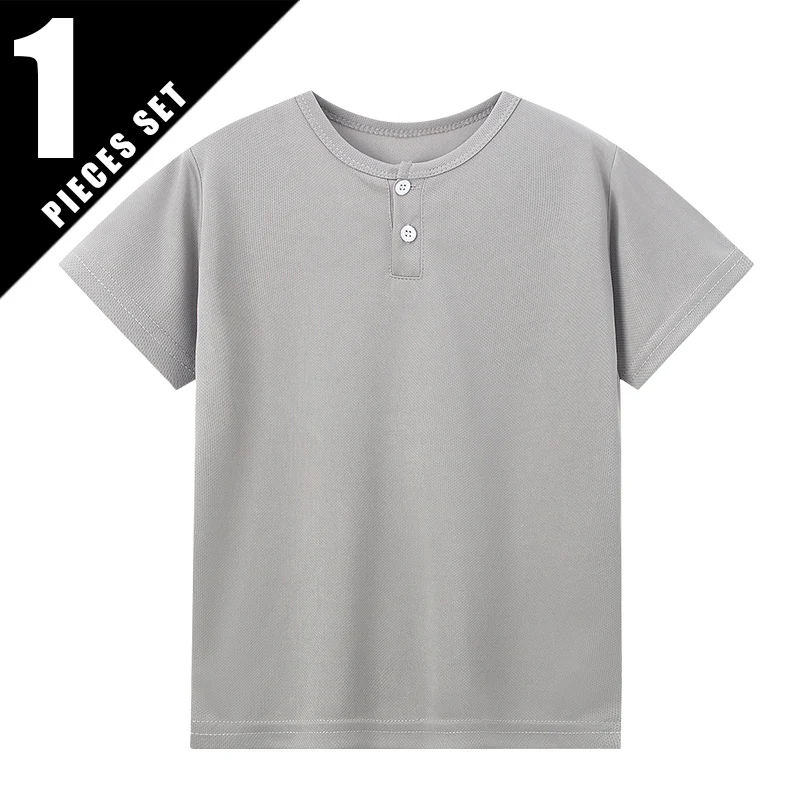 3/1 Pcs Children's Quick-drying Multicolor Breathable Henry Short-sleeved Boy Casual Fashion Button Top Joker Gentleman Student - Image 10