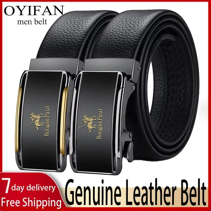 OYIFAN Men Belt Genuine Leather Belt for men Automatic belts Adjustable waistband Business belts 허리띠 - Image 5