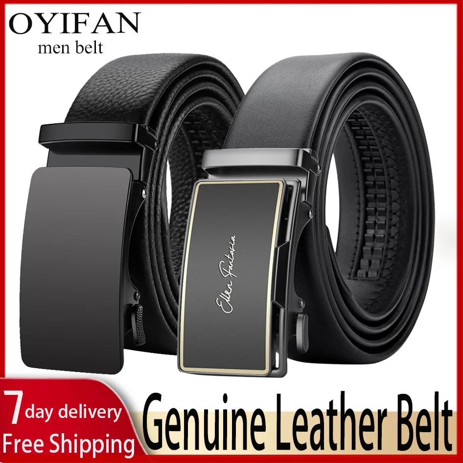 OYIFAN Men Belt Genuine Leather Belt for men Automatic belts Adjustable waistband Business belts 허리띠 - Image 2
