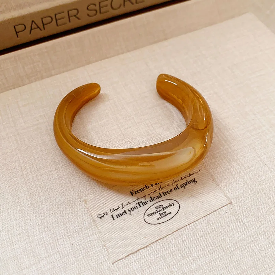Acrylic Shiny Face Smudge Open Bangle for Women Light Luxury High-end Bangles Minimalist Elegant Trendy Jewelry Travel K - Image 10