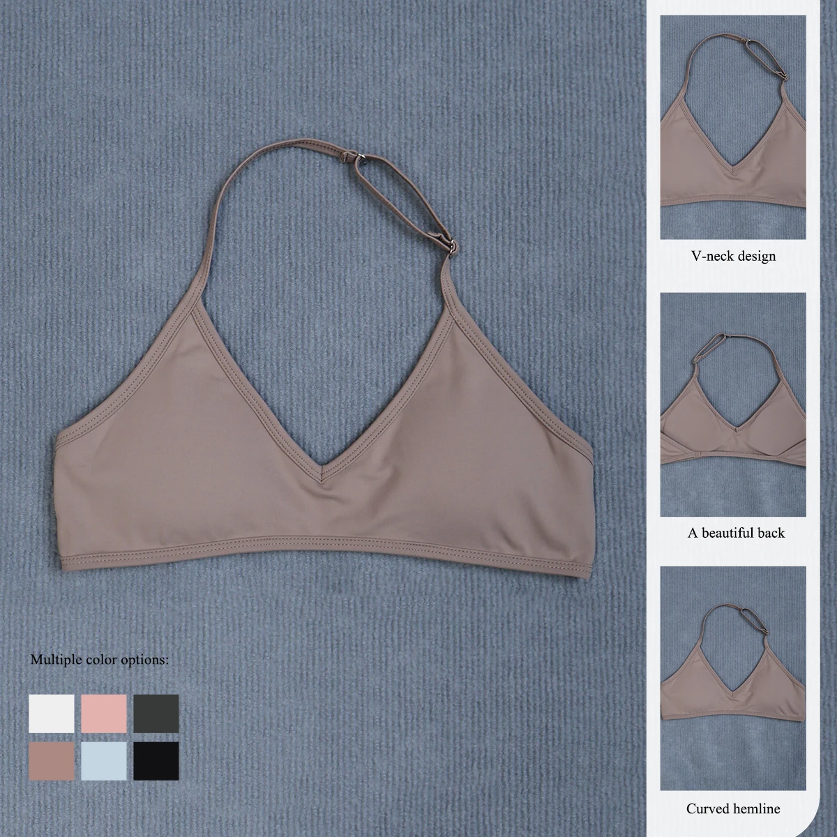 Women's Summer Halter Neck Padded Sports Yoga Bra Shock Absorption Support Backless Crop Top for Outdoor Running And Gym - Image 3