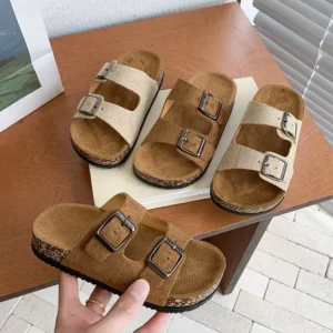 New Summer Kids Beach Cork Slippers for Girls Boys Children Outdoor Casual Non-slip Flat with Slide Shoe Boys Girls Sandals
