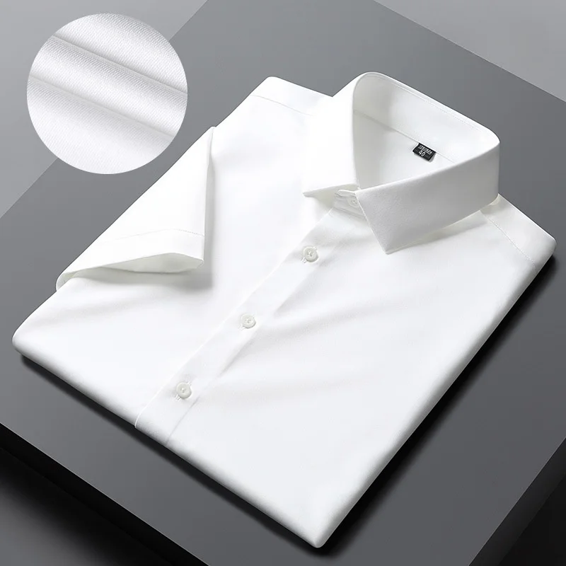 Men Shirts Short Sleeves Dress Shirts For Men Slim Fit Camisa Social Business Blouse White Office Shirt Men's Clothing S-4XL - Image 2