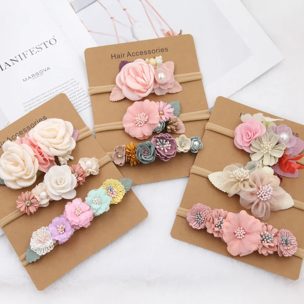 Baby Girl Headband Set Cute Baby Elastic Hair Band Flower Toddler Headbands Headwear Kids Accessories 3pcs/set - Image 4