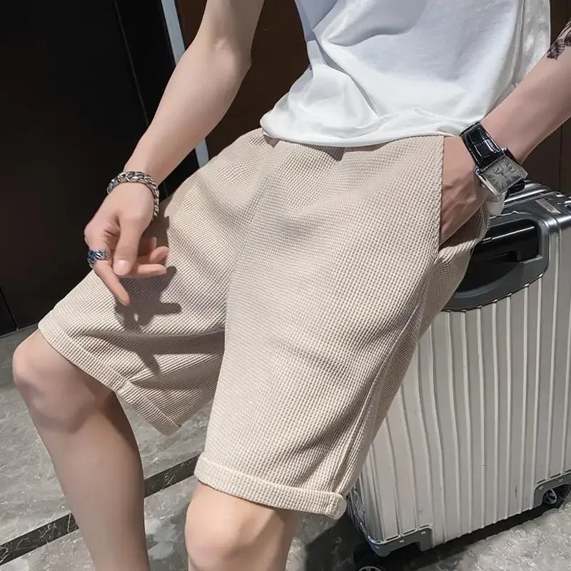 Shorts for Men Waffle Hiphop Black Man Short Pants with Pockets Dry Fit in Bulk Casual Korean Style New Pant 2025 Designer Y2k - Image 5