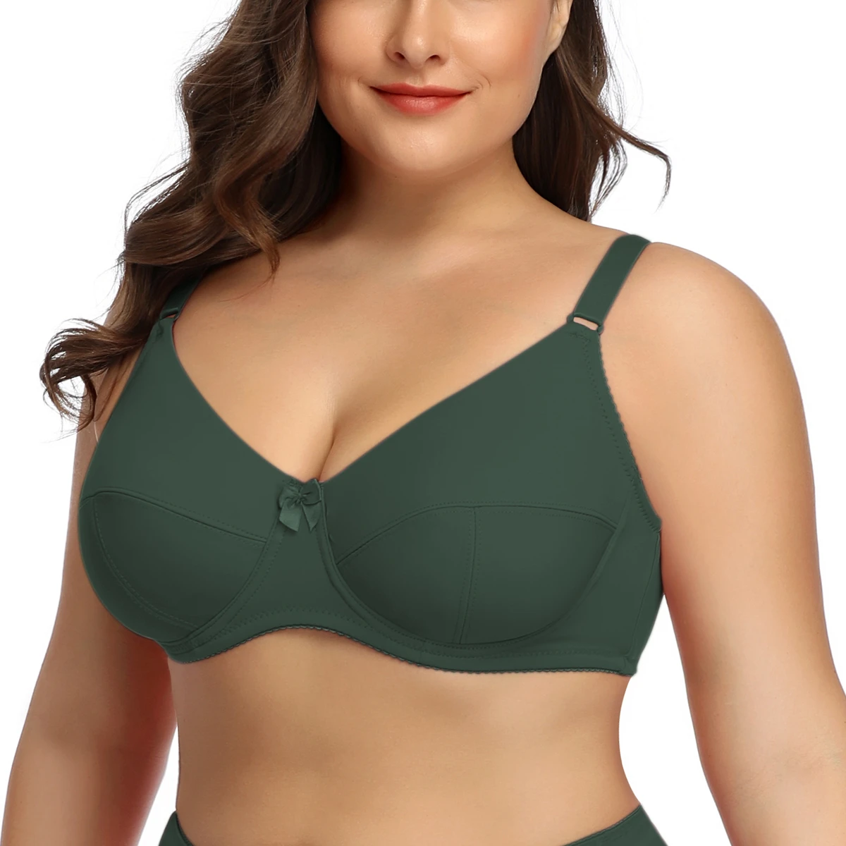BEAUWEAR Plus Size Bras for Women Underwire Bra No Pad Thin Unlined Lingerie Plain Underwear Cup C D E F