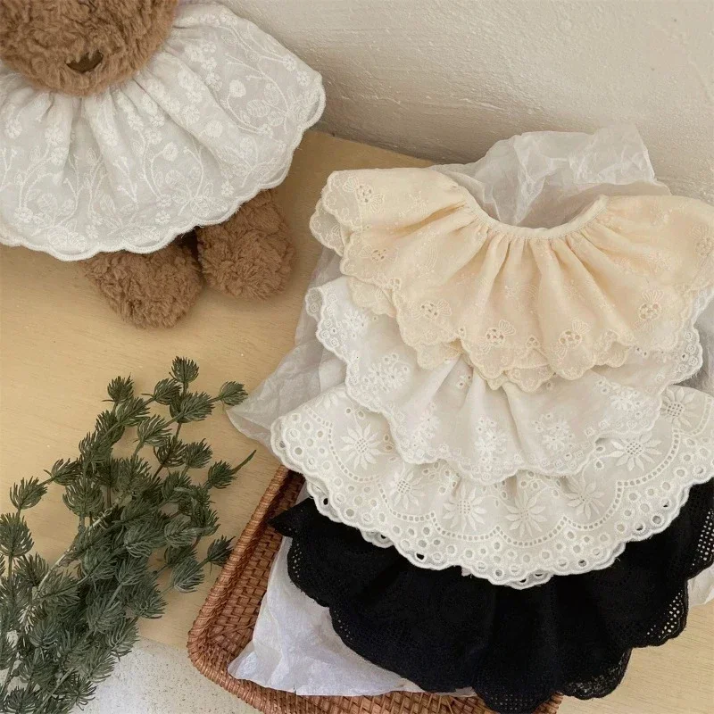 Baby Bib Lace Baby Accessories Korean Kids Lace Collar Cute Hollow Female Baby Bib Scarf Floral Infants Saliva Towel