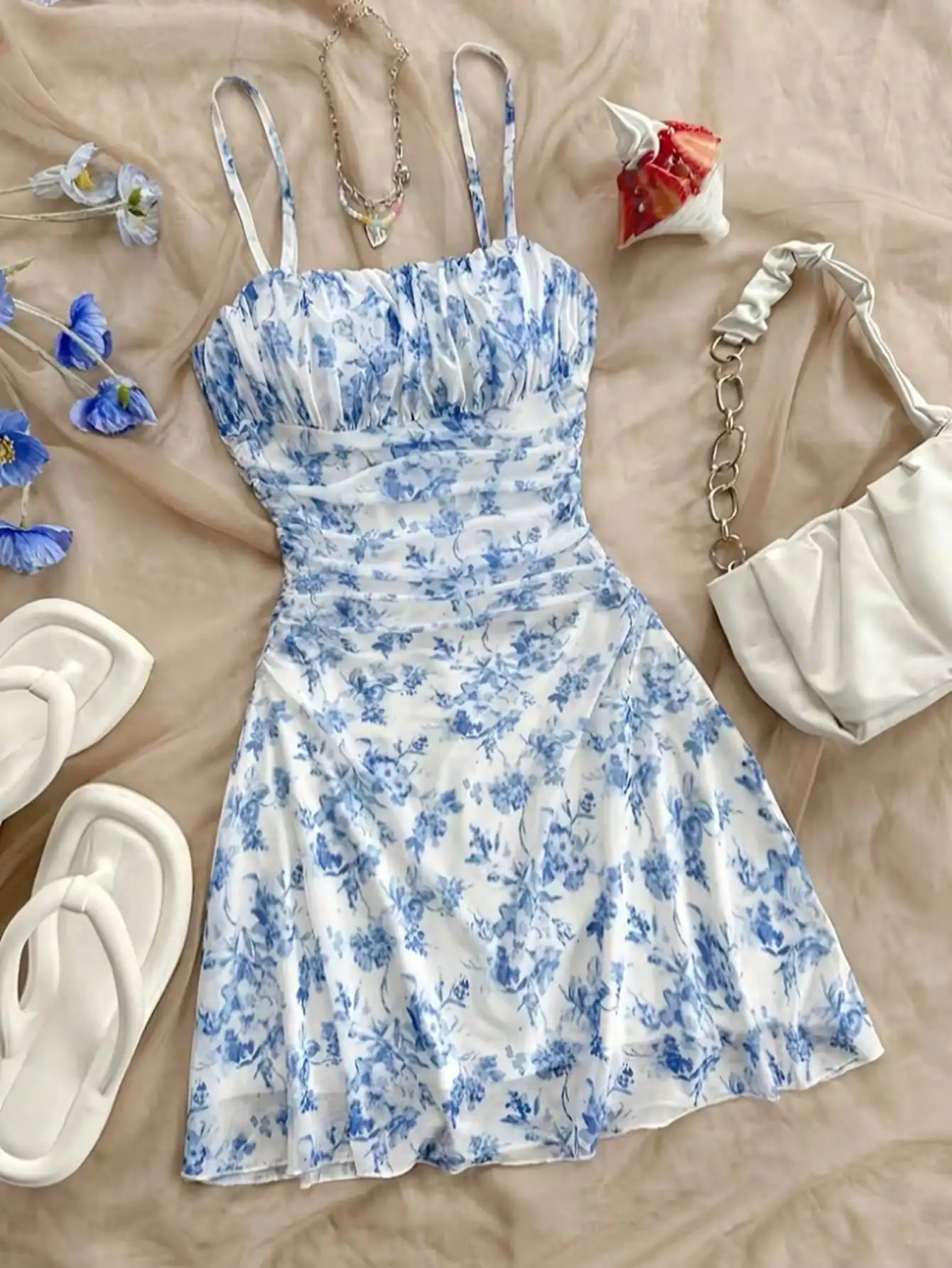 2026 Women's Summer Dress Youth New Flower Printed Hanging Neck Dress Fashionable and Elegant Four Seasons Children's Dress - Image 4