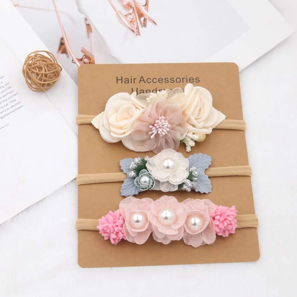 Baby Girl Headband Set Cute Baby Elastic Hair Band Flower Toddler Headbands Headwear Kids Accessories 3pcs/set - Image 5