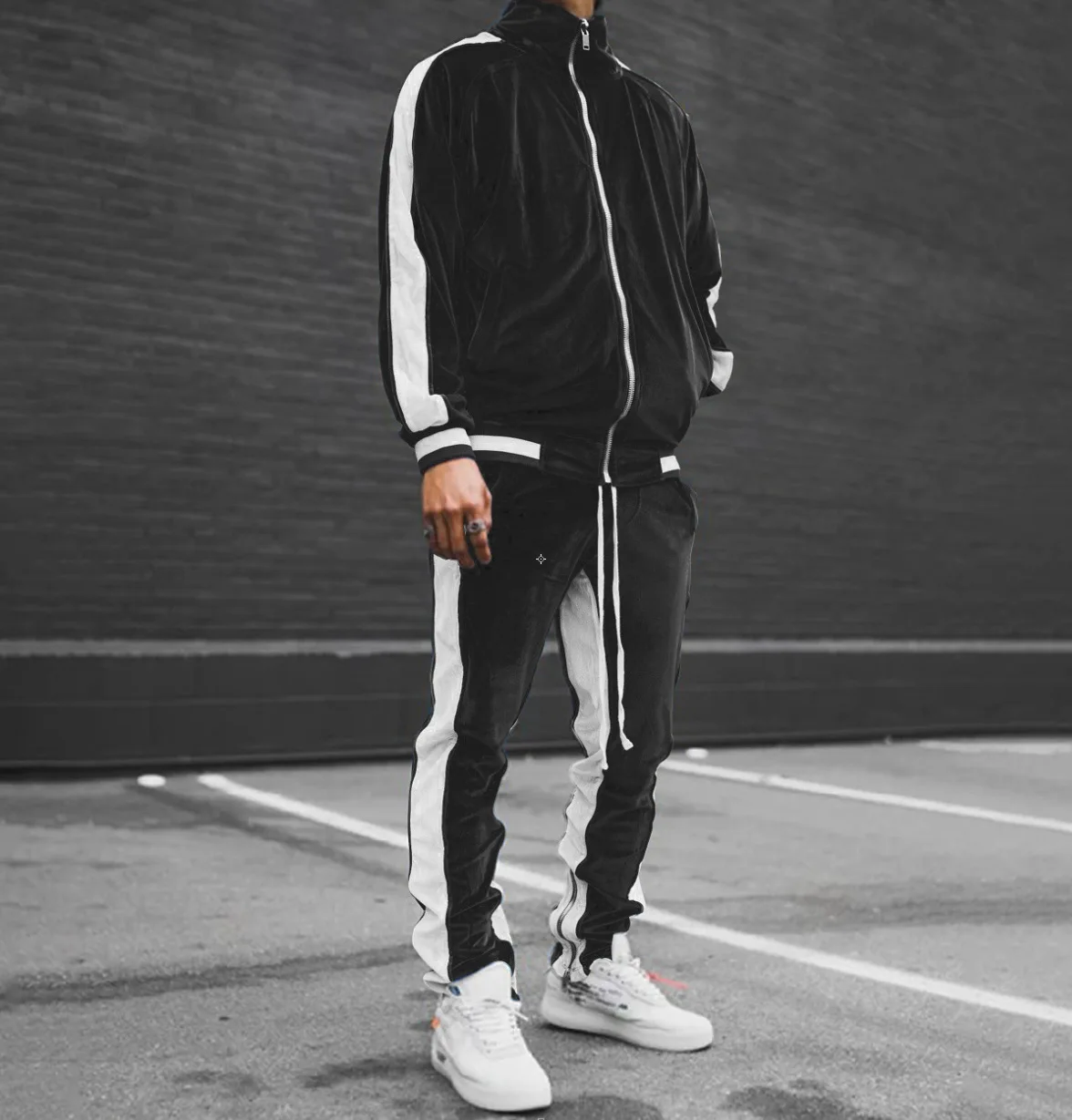 Men's Fall Winter Casual Wear 4-Season Sportswear Gold Velvet Suit Jacket Long Pants Fashion Thermal Outdoor Streetwear Clothing - Image 6