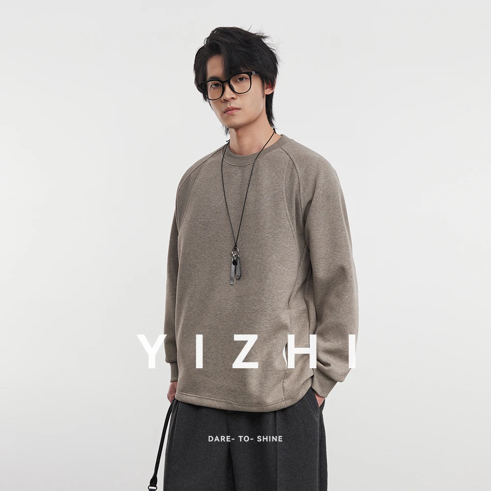 Fashion Men's Solid Color Long-sleeved T-shirt Sweatshirt 2025 Autumn And Winter New Pocket Round Neck Lloose Casual Pullover - Image 4