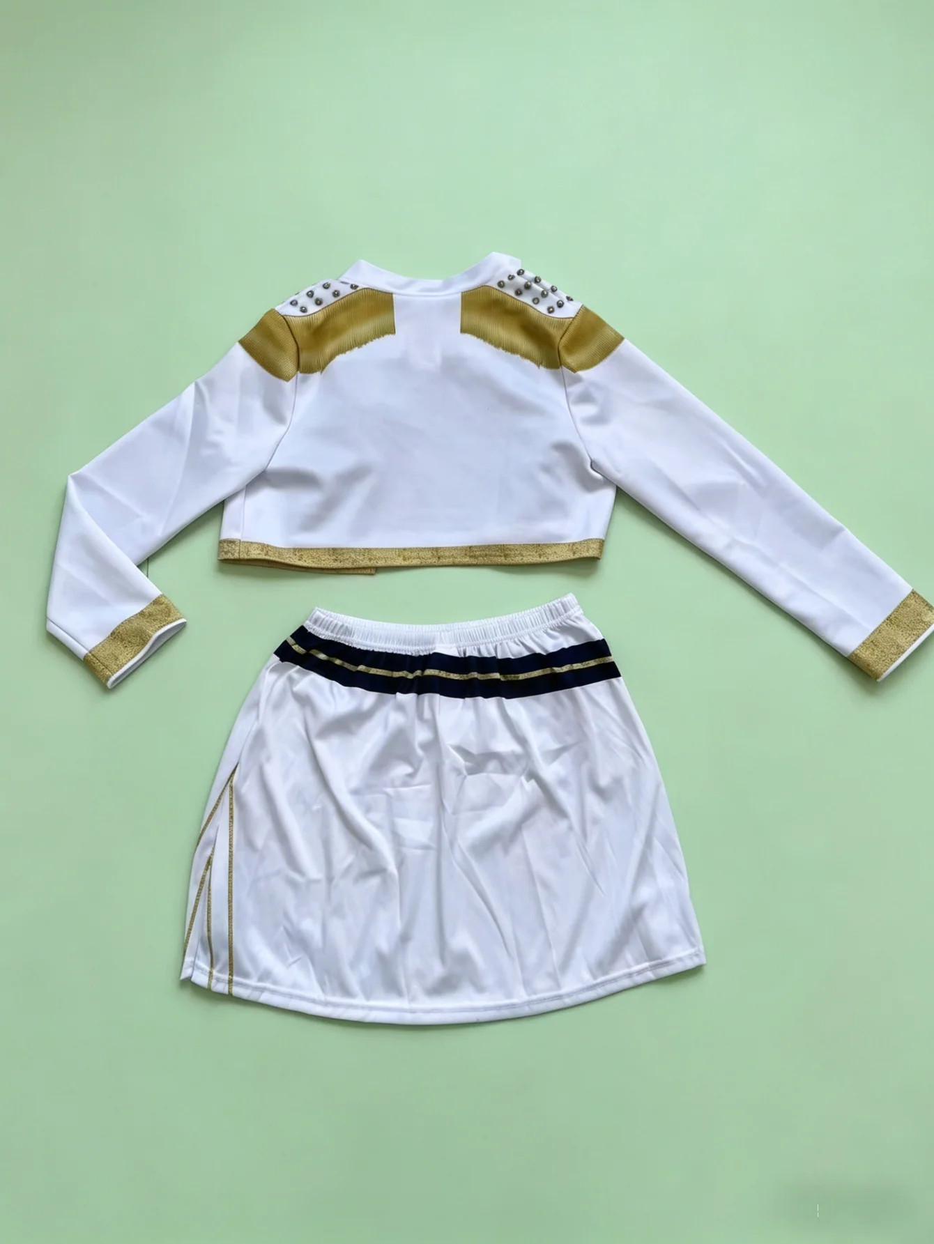 Girls Performance Costume Set, Crop Jacket, Inner Top & Skirt, Kids Halloween Idol Themed Dress Up Outfit - Image 2