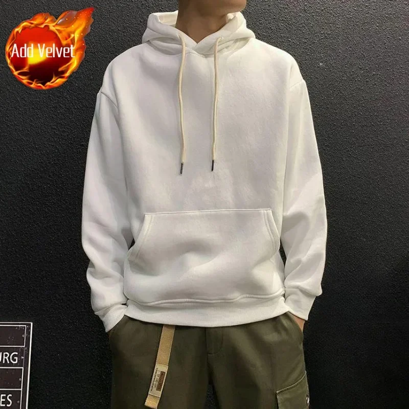 Sweatshirts For Man Fleeced Green Men's Clothing Hooded Hoodies Solid Simple Elegant Hot Offers Sweat Shirt Welcome Deal Cheap - Image 13