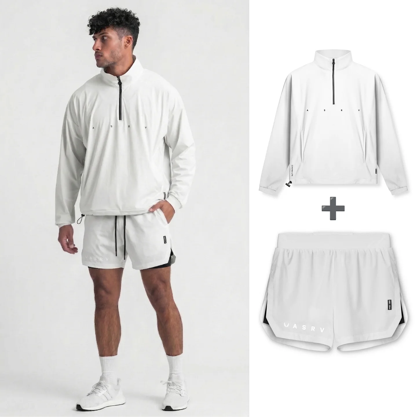 Men 2-Piece Activewear Set Half-Zip Pullover 2-in-1 Shorts Quick Dry Water Repellent Drop Shoulder Workout Running Tracksuit - Image 15