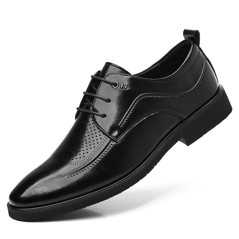 Men's Summer Breathable Leather Shoes Hollow out Comfortable Fashionable Business Formal Derby Shoes British Style-SJ2502-1 - Image 7
