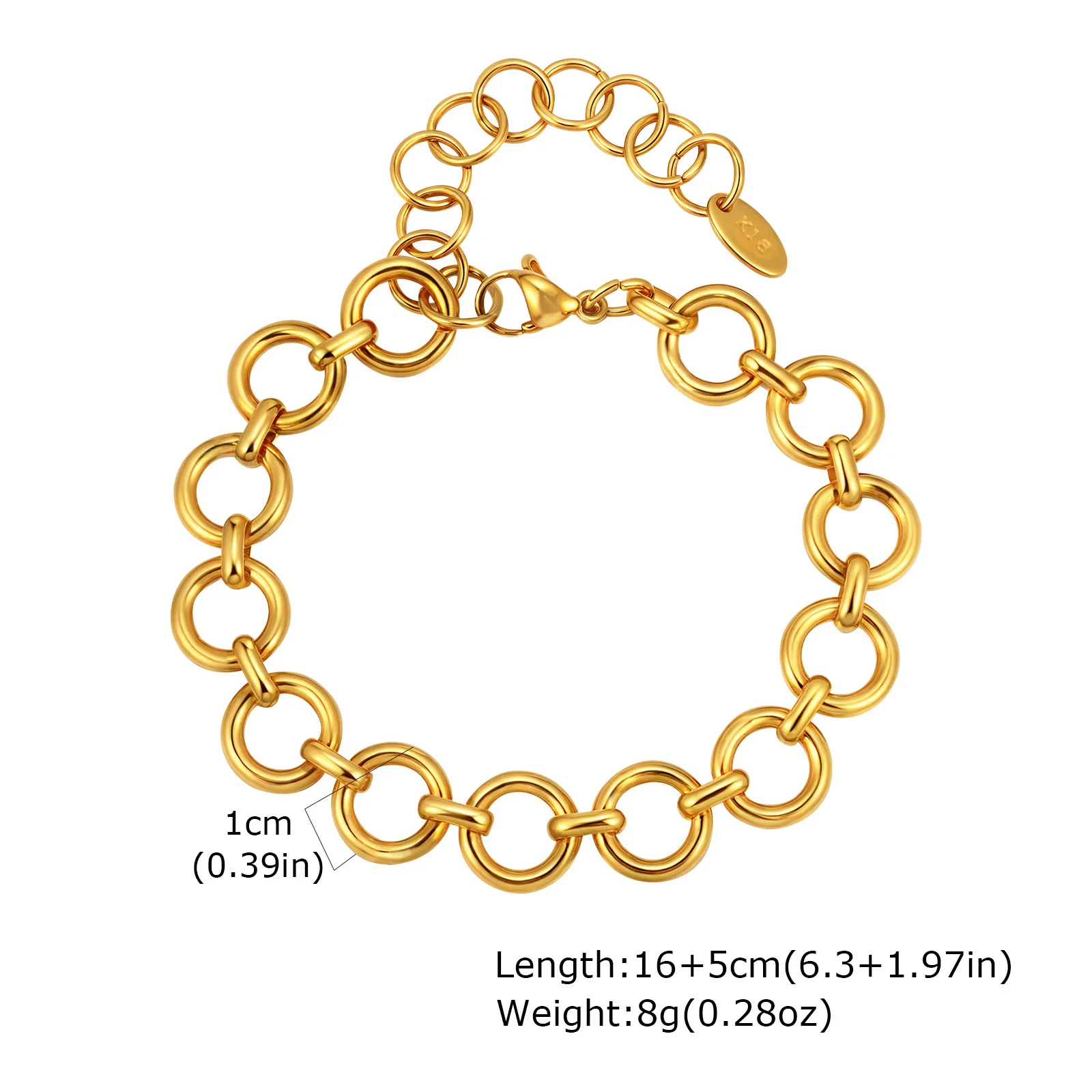 Chunky Stainless Steel Link Chain Bracelet For Woman, Gold Plated Layering Bracelets Wristband Waterproof Jewelry - Image 20