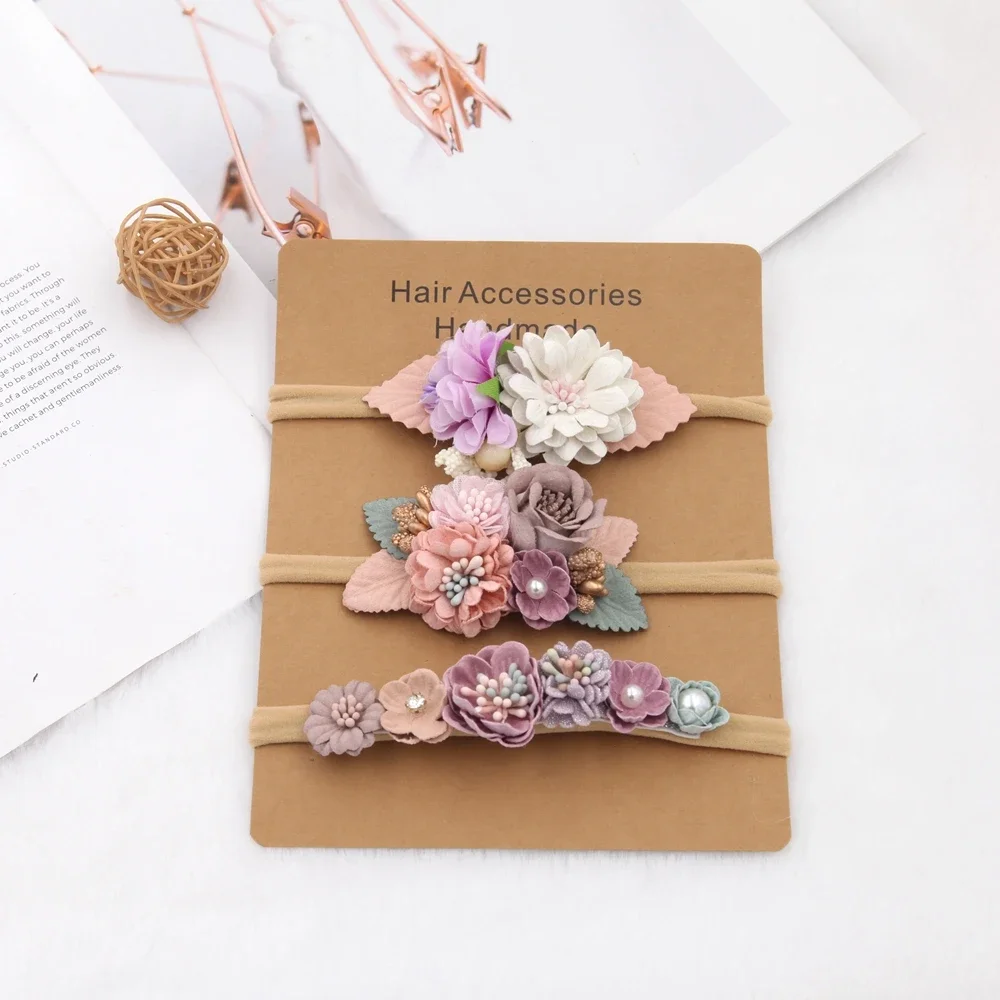 Baby Girl Headband Set Cute Baby Elastic Hair Band Flower Toddler Headbands Headwear Kids Accessories 3pcs/set - Image 11