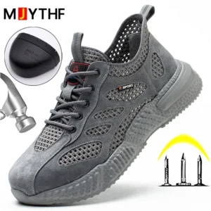 Summer Breathable Work Safety Shoes Work Steel Toe Shoes Anti Smashing Anti Stabbing Indestructible Shoes Protection Boots Men