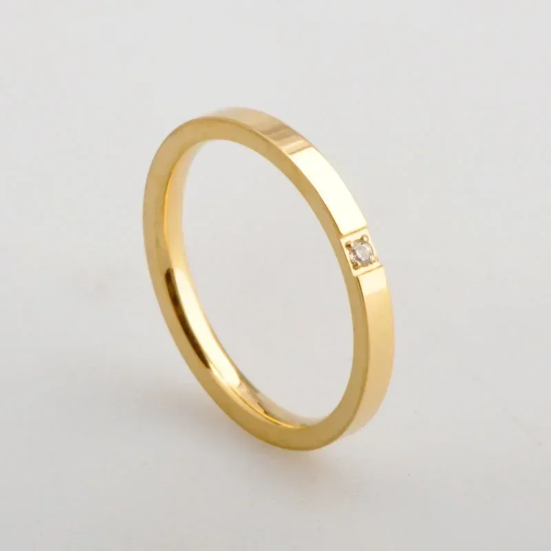 High End Pvd Single Zircon Thin Rings For Women Stainless Steel Ring Cocktail Reception Ring Jewelry Wholesale - Image 5