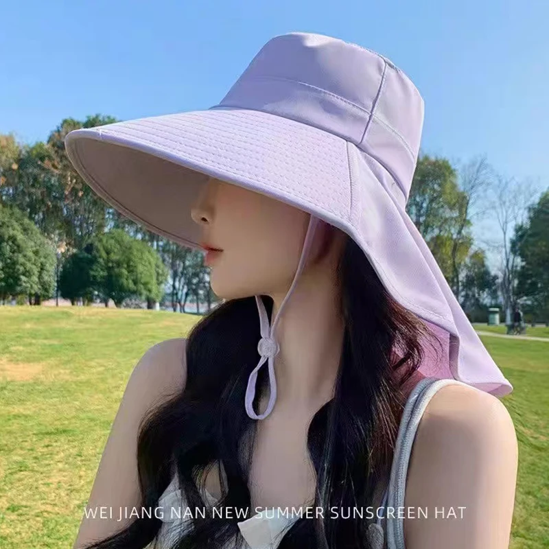 New Summer Ponytail Hat with Large Brim Sun Visor Women's Neck Protection Fisherman's Hat Outdoor Hat - Image 8