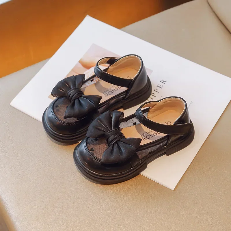 Size 23-35 Children Flat Shoes Lace Girls Princess Shoes with Bow Spring Autumn Summer Wedding Small Leather Shoes - Image 3