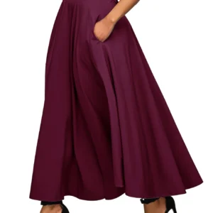 New In Dresses Solid Color A-line Skirts for Woman Clothing High Elastic Waist Long Skirt Women With Bow Elegant Women's Skirts