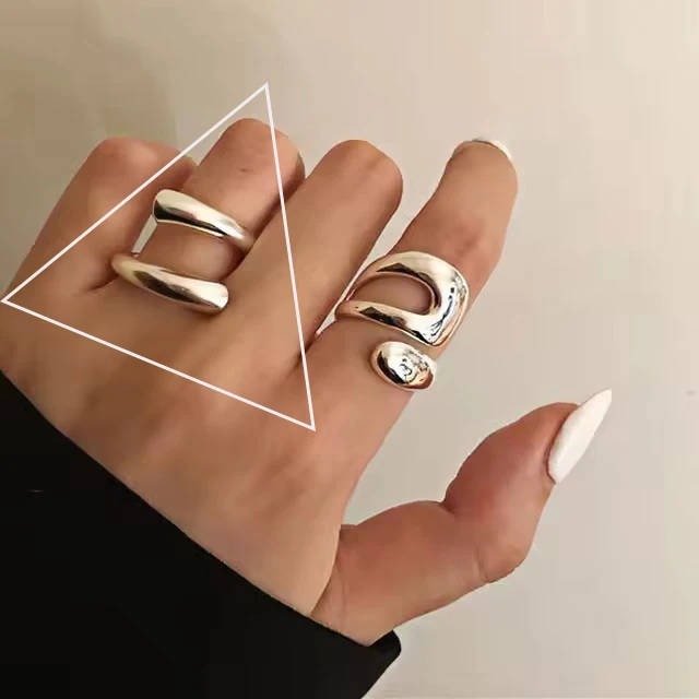 VENTFILLE 925 Sterling Silver Wave Ring – Adjustable Irregular Golden Stackable Band - Image 62