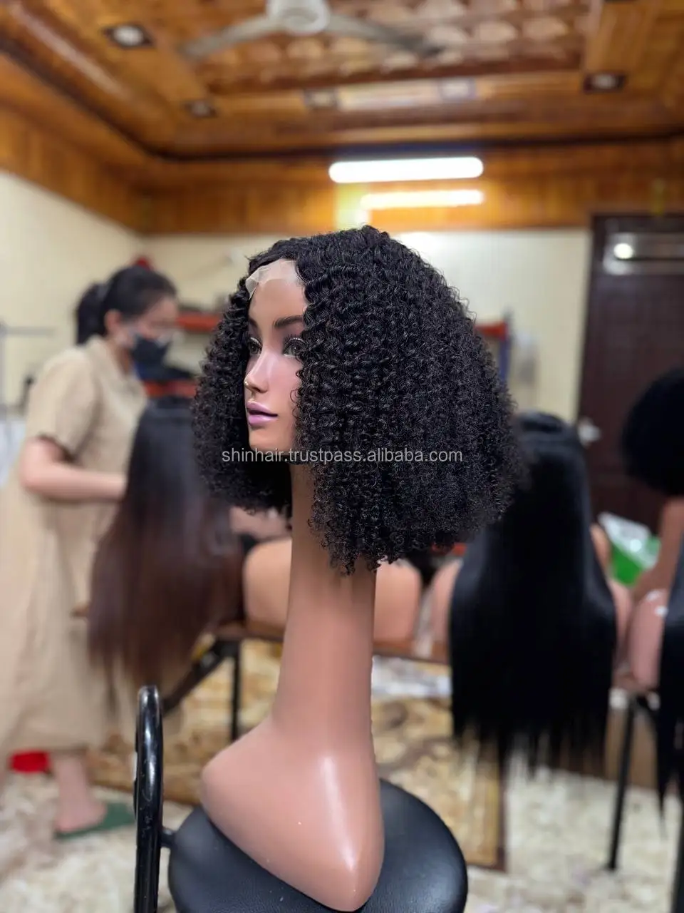 Wholesale Virgin Human Hair Kinky Curly Short Bob Wig – Transparent Lace & Aligned Cuticles - Image 6