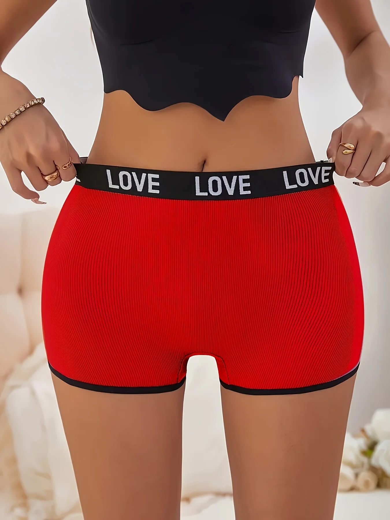 Random 7 pairs of mixed-color lettered waistband women's briefs are comfortable, casual, energetic, sporty and luxurious - Image 2