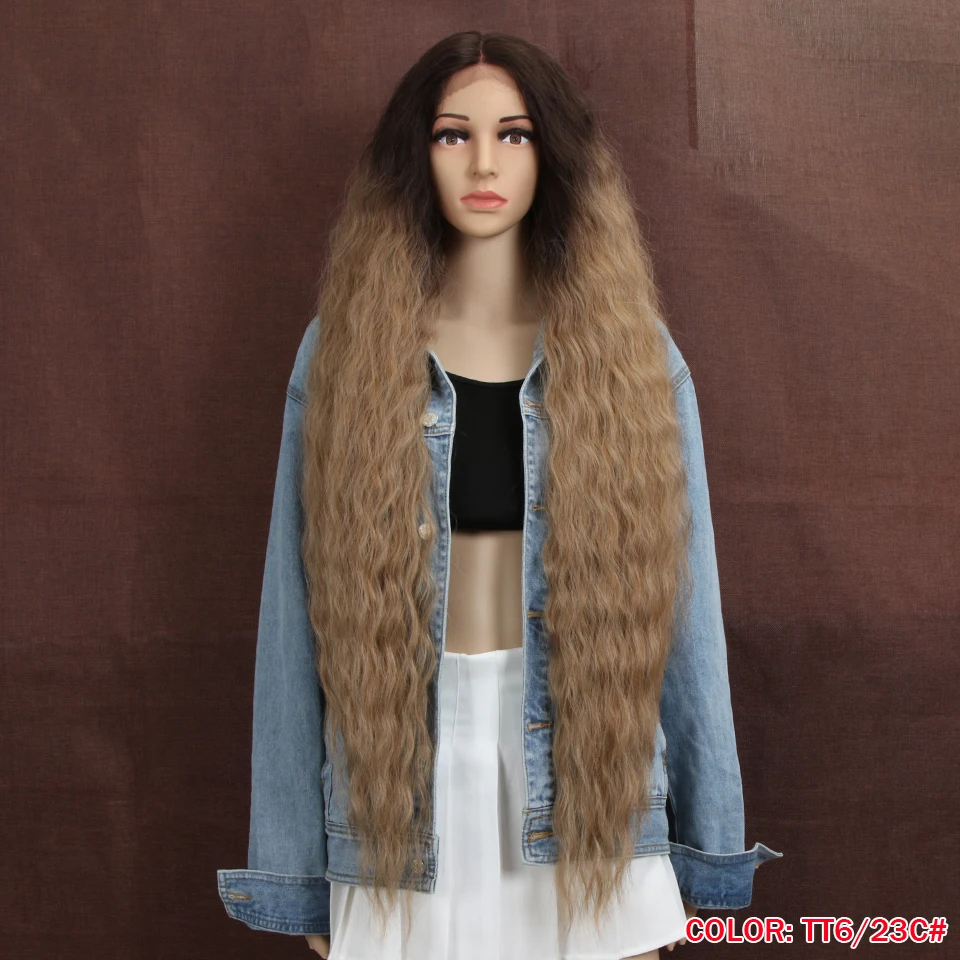 FASHION IDOL Synthetic Lace Wigs 42 Inch Long Cosplay Curly Hair Blonde 613 Pink Colorful Wigs For Woman Synthetic Lace Wig - Image 15