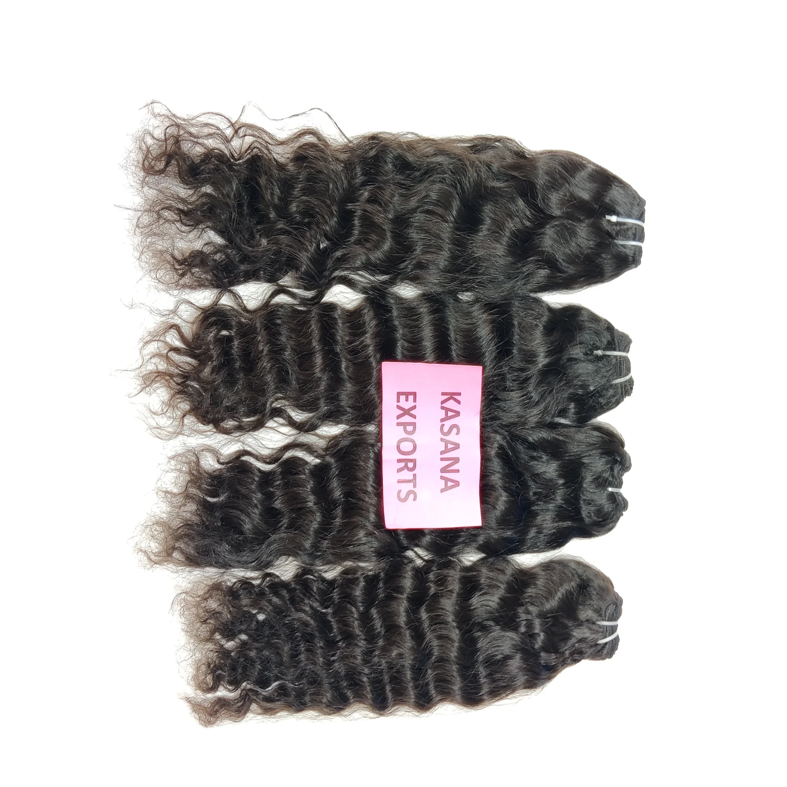 Unprocessed Indian Natural Color Super Wave Human Hair Bundles with Lace Frontal - Image 3