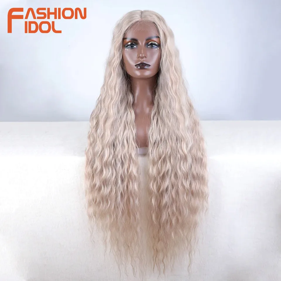 FASHION IDOL Synthetic Lace Wigs 42 Inch Long Cosplay Curly Hair Blonde 613 Pink Colorful Wigs For Woman Synthetic Lace Wig - Image 18
