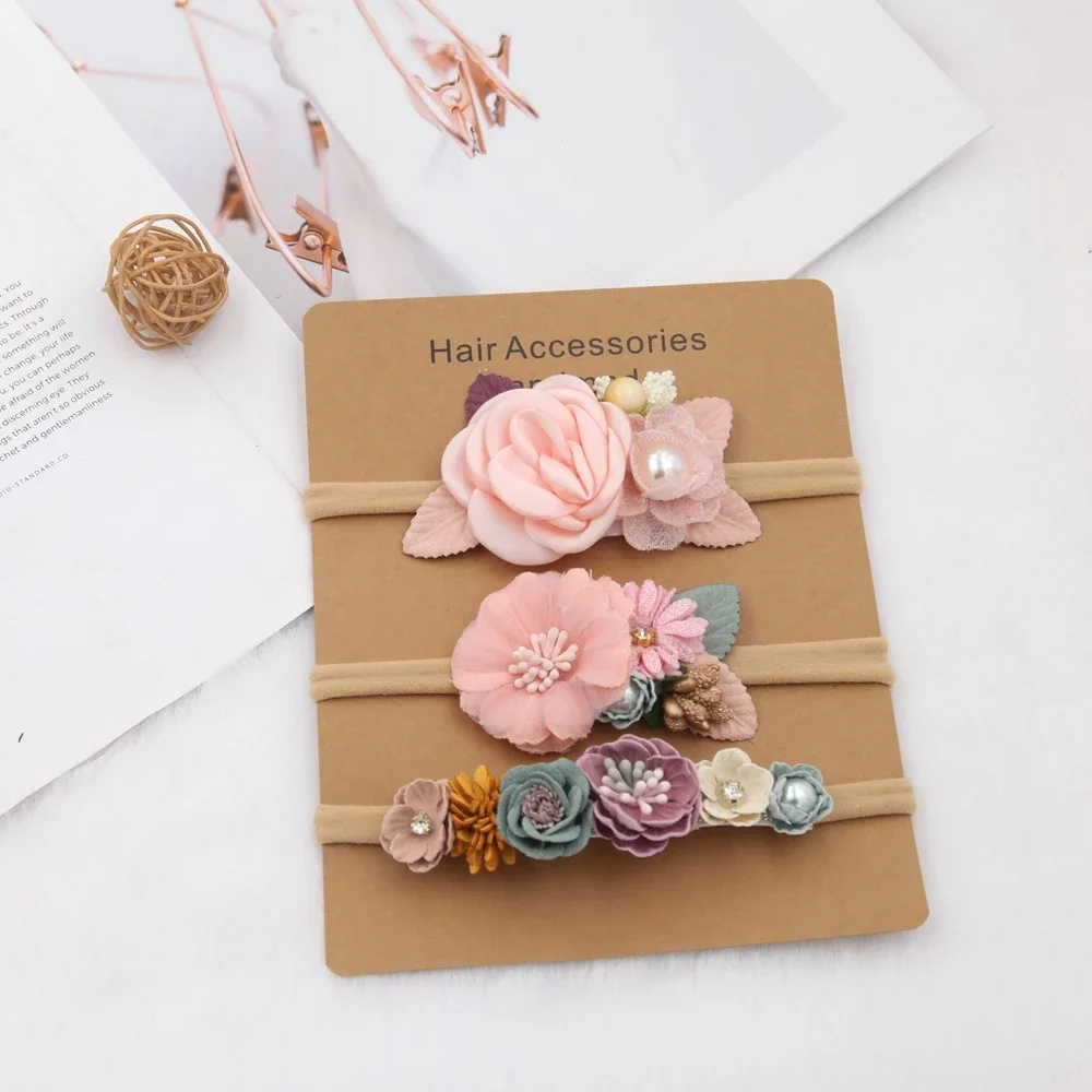 Baby Girl Headband Set Cute Baby Elastic Hair Band Flower Toddler Headbands Headwear Kids Accessories 3pcs/set - Image 7