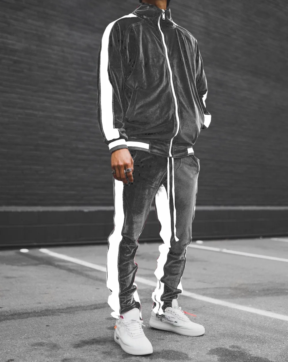 Men's Fall Winter Casual Wear 4-Season Sportswear Gold Velvet Suit Jacket Long Pants Fashion Thermal Outdoor Streetwear Clothing - Image 5