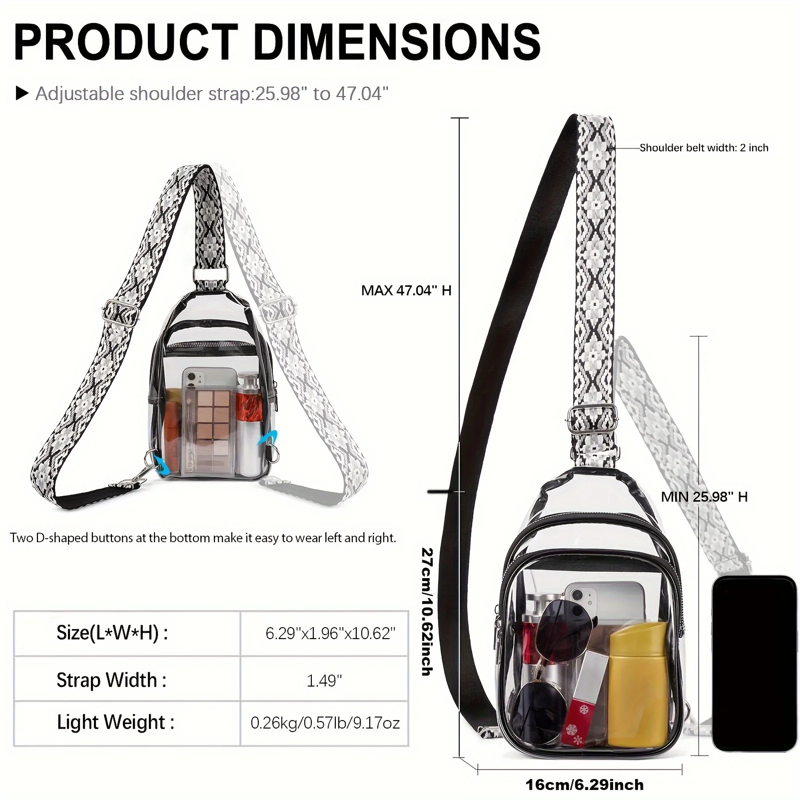 Clear Bag For Stadium Events, Clear Bag Purses For Women Crossbody Transparent, Crossbody Purses For Concerts Sports - Image 2