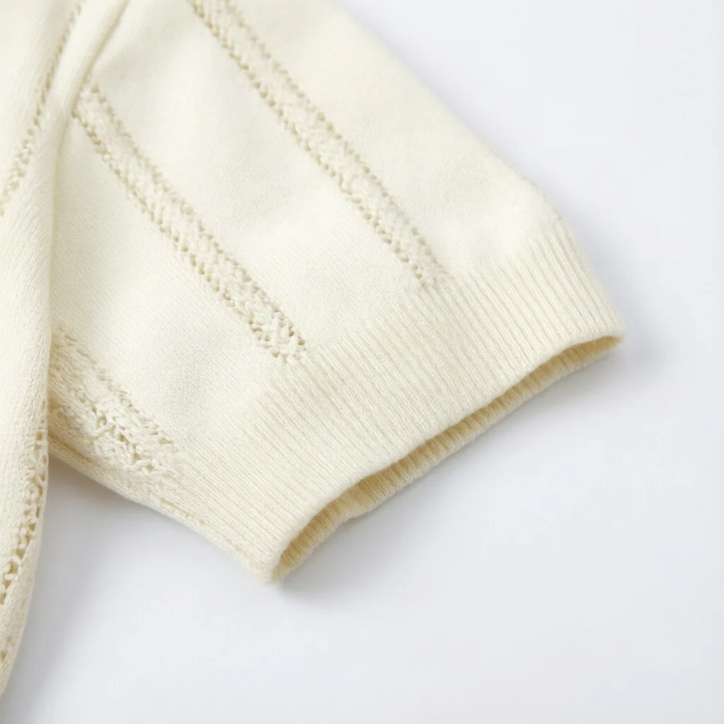 Summer Simple Hollow DesignPoloIce silk knitted shirt for boys and girls, stylish, breathable, versatile air conditioning shirtt - Image 6