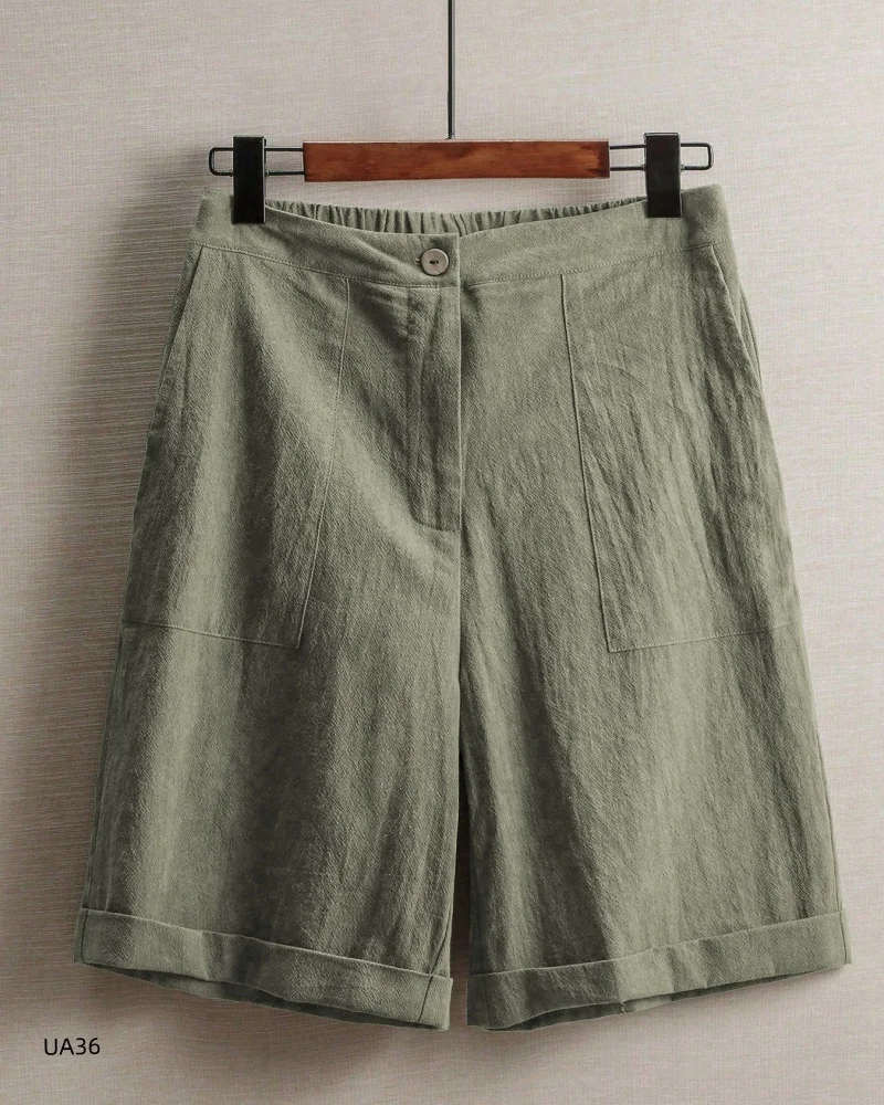 Women's High-Waisted Linen Shorts – Casual Multi-Color Gym & Sports Shorts - Image 5