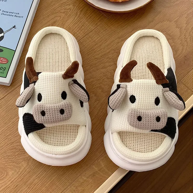 Mo Dou All Senson Designer Slippers Cute Cartoon Lovely Animals Bedroom Cotton Home Shoes Indoor Thick Sole Couples Men Women - Image 10