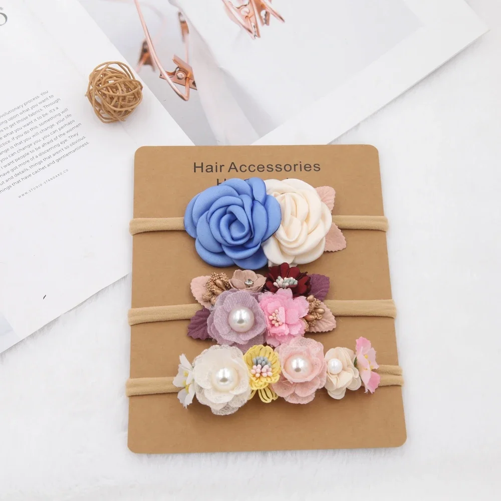 Baby Girl Headband Set Cute Baby Elastic Hair Band Flower Toddler Headbands Headwear Kids Accessories 3pcs/set - Image 13