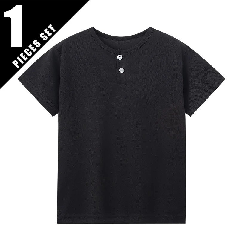 3/1 Pcs Children's Quick-drying Multicolor Breathable Henry Short-sleeved Boy Casual Fashion Button Top Joker Gentleman Student - Image 8