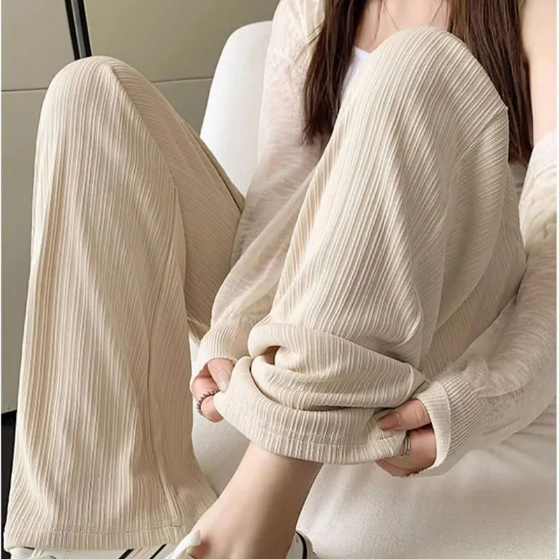 Pregnant Women Summer Thin Wide Leg Pants Loose Maternity Abdomen High Waist Trousers Pregnancy Full Length Belly Pants - Image 5