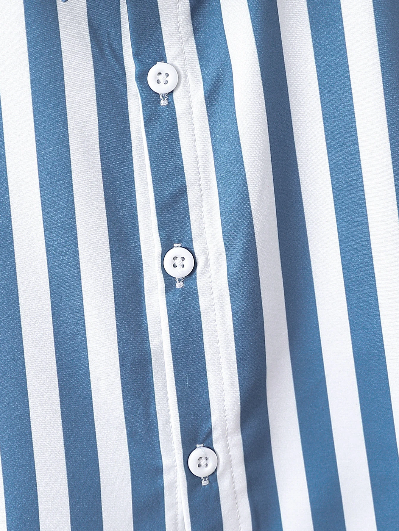 2pcs Summer Boys Blue & White Striped Shirt Set, Soft Style, Daily/Party Wear, Suitable for 1‑4Y, Breathable Fabric - Image 4