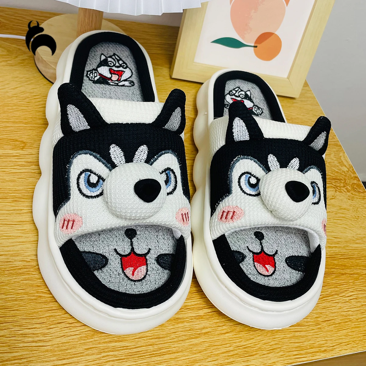 Mo Dou All Senson Designer Slippers Cute Cartoon Lovely Animals Bedroom Cotton Home Shoes Indoor Thick Sole Couples Men Women - Image 2