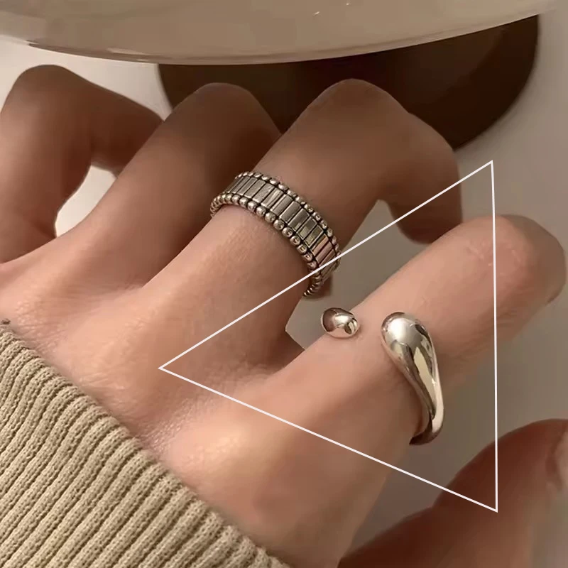VENTFILLE 925 Sterling Silver Wave Ring – Adjustable Irregular Golden Stackable Band - Image 45