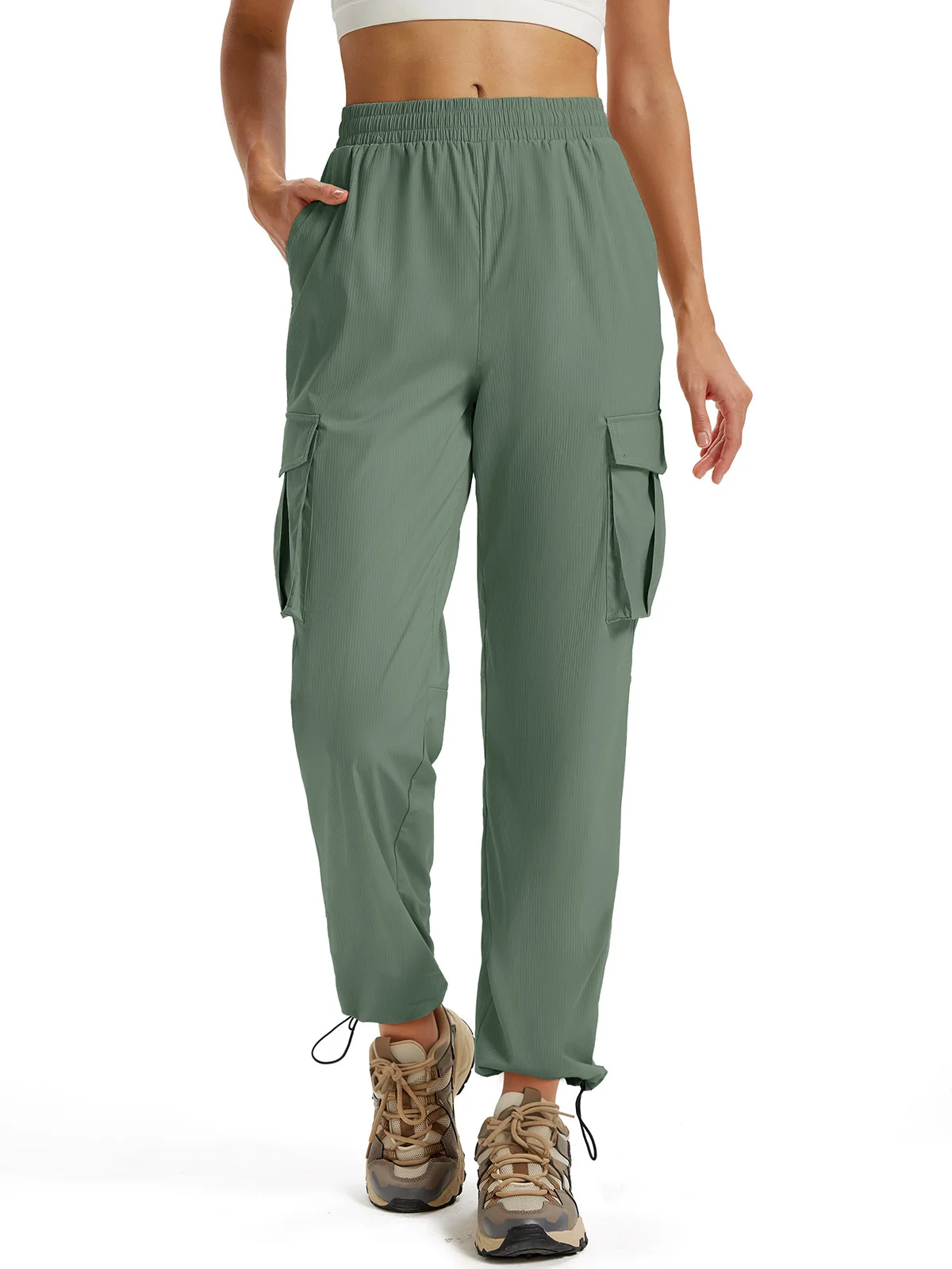 TACVASEN Women's Lightweight Quick Dry Adjustable Drawcords Hiking Pants Nylon Water Resistant Travel Cargo Pants with 5 Pockets - Image 12