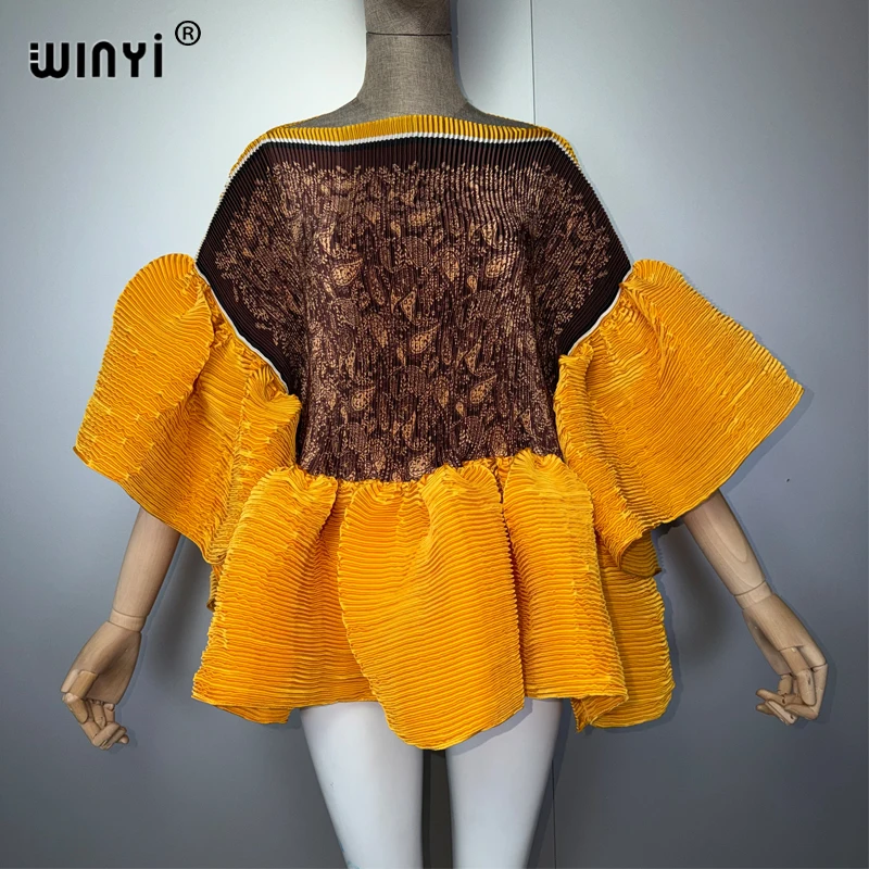 WINYI Summer Clothes Africa Pleated Elastic Casual Top Kawaii Jacket Beach Cover Up Women's T-Shirts Evening Dress - Image 11