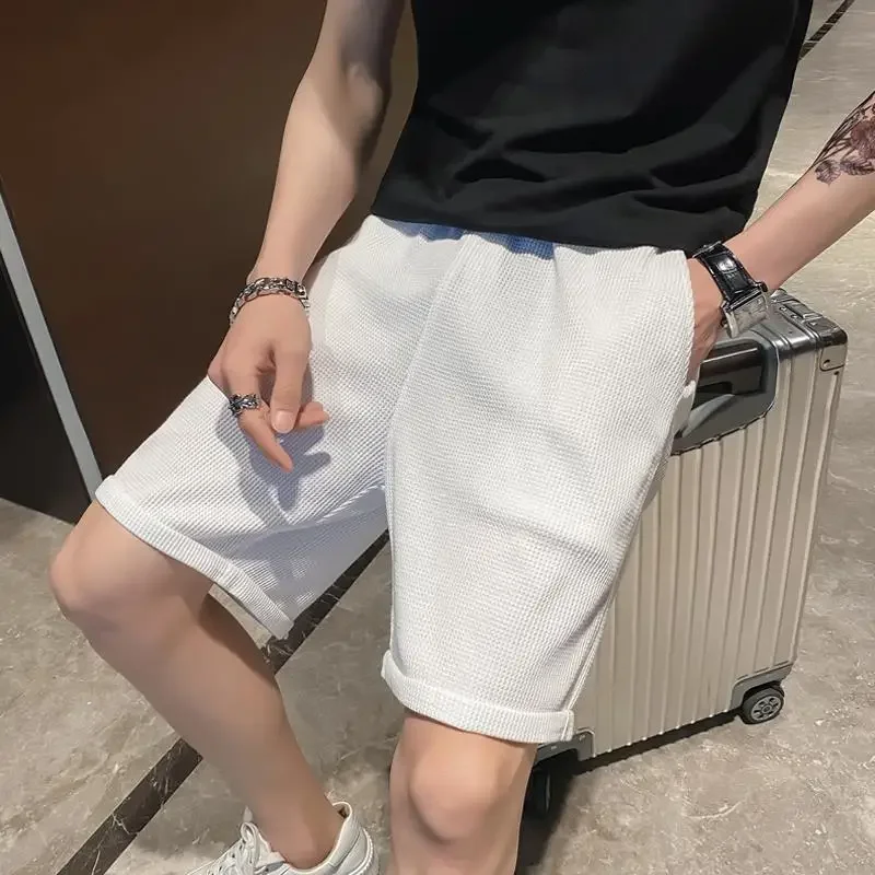 Shorts for Men Waffle Hiphop Black Man Short Pants with Pockets Dry Fit in Bulk Casual Korean Style New Pant 2025 Designer Y2k - Image 9