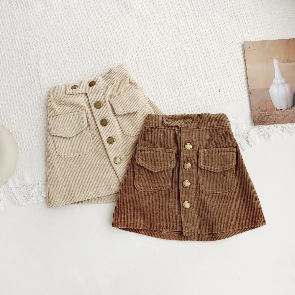 Short Skirt for Kids Girls Spring and Autumn Women's Baby Corduroy Hip Skirt Kids Solid Colour Short Skirt - Image 2