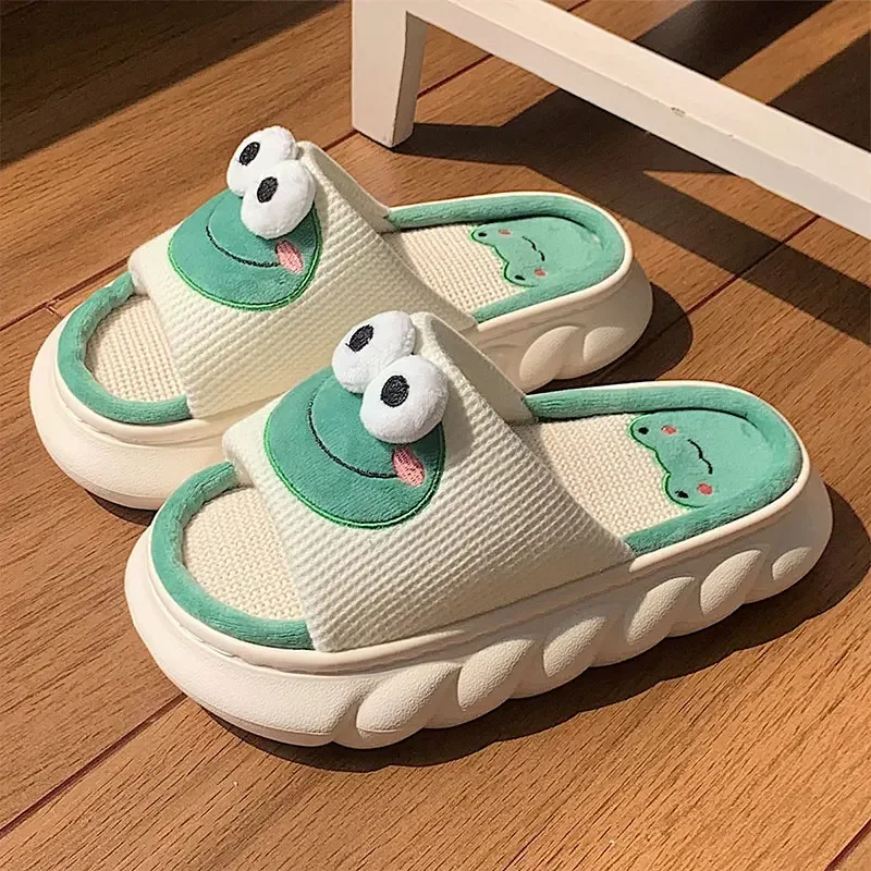 Mo Dou All Senson Designer Slippers Cute Cartoon Lovely Animals Bedroom Cotton Home Shoes Indoor Thick Sole Couples Men Women - Image 15