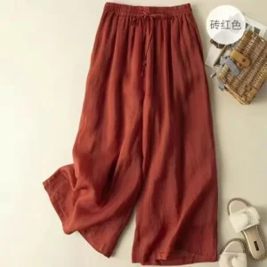 2025 New Casual Cotton Linen Chino Pants Wide Leg Lightweight Baggy Cotton Sweatpants Male Walking Jogger Trousers Work